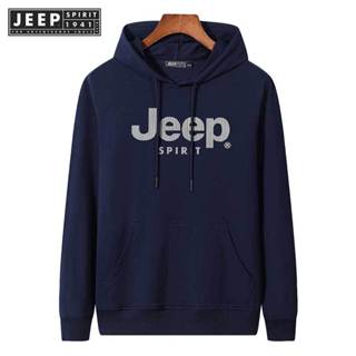 Jeep SPIRIT 1941 ESTD 新款男士毛衣連帽套頭衫純色連帽衫休閒衛衣