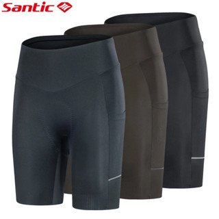 Santic 女士騎行短褲高腰修身透氣高彈 5 小時義大利坐墊自行車自行車短褲