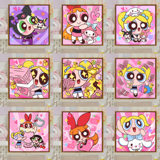 Drofe 20x20cm 帶框兒童繪畫數字繪畫飛天小女警季節兒童禮物數字繪畫裝飾掛畫