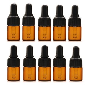 10支1ML 2ML 3ML 5ML琥珀色玻璃滴管瓶黑色橡膠滴管精油瓶