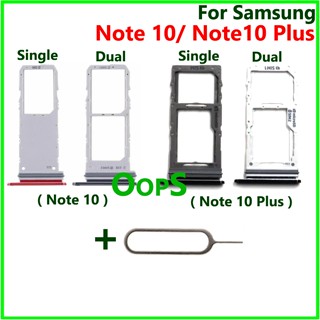 SAMSUNG 適用於三星 Galaxy Note 10 Plus Note10 + 手機 SIM 卡託盤支架單雙免費針
