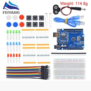 用於 Arduino Diy 套件學校教育實驗室的 UNO R3 迷你麵包板 LED 跳線按鈕入門套件