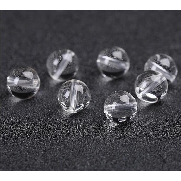 哈閣  天然7A白水晶散珠圓珠子單顆DIY手工串珠手鍊項鍊半成品飾品配件