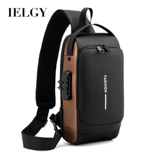 IELGY 男士機車包密碼防盜運動單肩腰包休閒多功能斜挎包