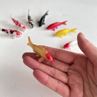 2個 4.5cm 5.5cm迷你模擬錦鯉模型 微縮金魚小魚擺件 手工DIY滴膠魚缸魚池裝飾造景材料