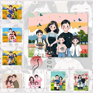 MOZI✨30 * 40cm / 40 * 50cm 全家福數字油畫diy填色畫數字畫手工畫填充畫數字畫油彩畫裝飾畫丙烯