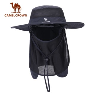 CAMEL CROWN駱駝 遮陽漁夫帽 戶外登山太陽帽 防曬防紫外線 護全臉釣魚帽