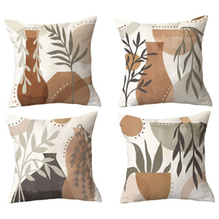 棕色莫蘭迪樹葉枕套套 70x70.60x60.50x50.45x45.40x40。植物裝飾傢居沙發床上用品大枕套。