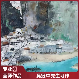 吳冠中作品臨摹油畫純手繪油畫訂製吳冠中作品習作雙燕殘荷新柳吳冠中裝飾畫