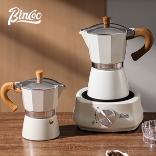 Bincoo 摩卡壺 家用煮咖啡器具 新款單閥摩卡壺套裝 意式萃取咖啡壺 濃縮咖啡器具 煮咖啡 摩卡咖啡壺 贈濾紙咖啡勺