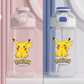 Pikachu 皮卡丘水瓶, 塑膠水杯, 皮卡丘印花動漫水杯, 雙飲便攜水瓶, 皮卡丘水瓶, 塑膠水卡通水瓶雙飲水瓶,