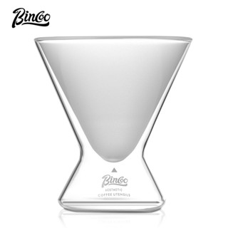 BINCOO 闊口雙層玻璃杯 拿鐵冰美式特調咖啡杯 雞尾酒杯 咖啡館飲品杯子 家用和辦公室 180ML