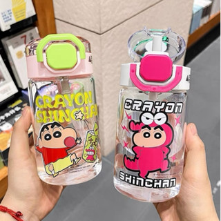 【艾黎婭+現速出貨】正版聯名蠟筆小新吸管水杯 兒童玻璃杯 兒童水瓶 卡通高顏值大容量兒童水壺 隨行吸管杯 學生便攜可