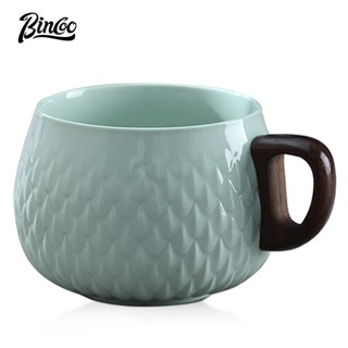 BINCOO 陶瓷咖啡杯 女生高顏值ins小眾設計感專業拉花杯 日式馬克杯 適宜家用辦公室 350ML