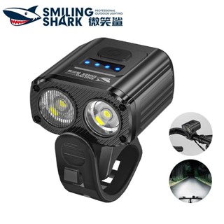 微笑鯊正品 QXD414 led自行車燈 腳踏車燈 2*T6超亮腳踏車前燈 5檔 Type-C 帶電顯 防水戶外夜騎車燈