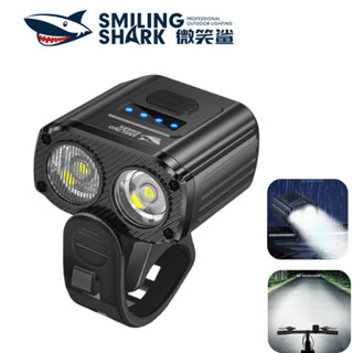 微笑鯊正品 QXD414 強光自行車燈 LED 夜間騎行腳踏車燈 5檔位調節 Type-C充電大容量電池 帶電顯 戶外
