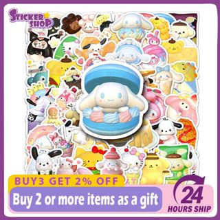 50PCS 三維三麗鷗食物貼紙可愛卡通 Kuromi Hello Kitty Cinnamoroll 貼紙筆記本電腦裝飾
