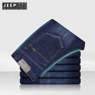 Jeep SPIRIT 1941 ESTD新款春秋男士經典牛仔褲商務直筒藍色彈力