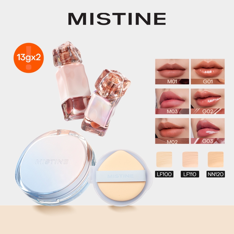 Mistine【set】mistine無孔bb CC氣墊持久防水控油遮瑕26g蜜絲婷暹羅迷虹氣墊BB霜遮瑕保濕不易暗沉混