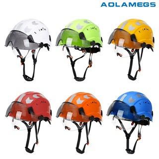 Aolamegs CE 建築安全頭盔遮陽板內置護目鏡反光貼紙 ABS 安全帽 ANSI
