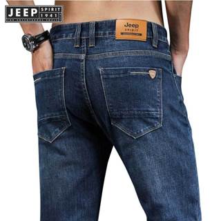 Jeep SPIRIT 1941 ESTD秋冬男士牛仔褲加厚保暖寬鬆直筒褲