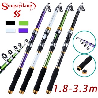 Sougayilang 伸縮釣魚竿魚竿1.8M-3.3M超硬玻璃纖維便攜式釣魚竿衝浪旅行超輕划船旋轉釣魚竿 遠投竿 釣魚