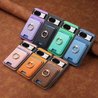 Google Pixel 7 8 9 Pro XL 7a 8a 手機殼皮膚手感復古圖案超薄後蓋磁性帶卡包環