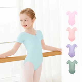 兒童舞蹈服短袖芭蕾舞練功服緊身衣女童跳舞服裝帶內襯