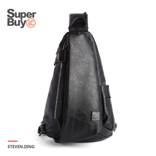 【Superbuy】潮流皮革胸包/側揹包 簡約男士通勤包 潮男單肩包/斜揹包 大容量個性運動後揹包包/騎行包 側包/斜包