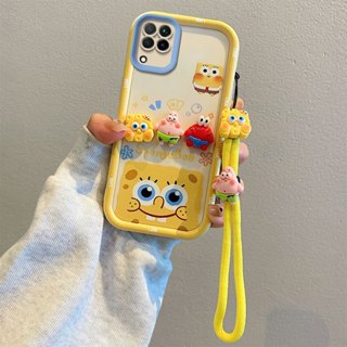 防跌落矽膠軟套卡通立體公仔手繩手機殼 適用於 Samsung Galaxy A22 4G / M22 4G / M32