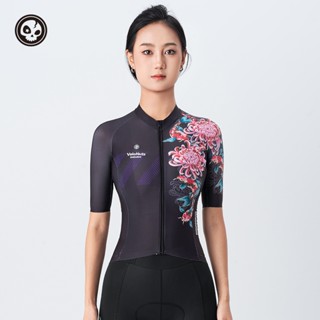 VNS ROCKBROS 騎行服女士親膚輕便彈性防風舒適排汗女士自行車上衣加大碼 3D 立體民族主義自行車衣服