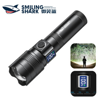 微笑鯊魚 SD8111 強光手電筒 LED M60 6000流明 Type-c充電 5檔位 帶電顯 防水 釣魚 夜間出行