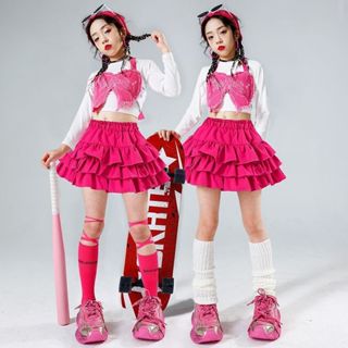 兒童多巴胺啦啦隊服女童爵士服兒童嘻哈服走秀潮服