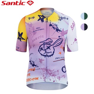 Santic 騎行服男士女士透氣短袖運動自行車襯衫自行車上衣