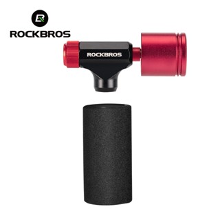 ROCKBROS 自行車快速充氣噴嘴 CO2 氣體噴嘴 AV/FV 鋁製行動式耐用 MTB 公路自行車氣缸泵帶壓力表