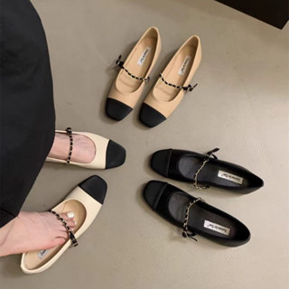 「Chicwalks女鞋店」 韓版訂製款 叄色 Size 35-39 小香風撞色平底小方頭頭娃娃鞋 平底女鞋 懶人鞋質