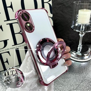Oppo reno 8T 4G reno 8T 5G手機殼四角氣囊防摔手機殼電鍍支架設計矽膠TPU手機軟殼