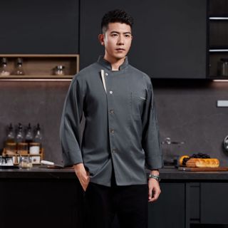 M-5xl 餐廳廚師夾克長袖酒店咖啡廳廚房工作服麵包店烹飪上衣男/女快餐廚師制服