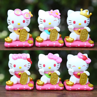 6 件裝 6 釐米三麗鷗人偶娃娃 Hello Kitty 可動人偶蛋糕裝飾模型桌面玩具車裝飾兒童禮物