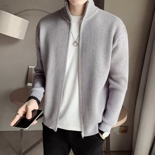 男士立領針織衫秋季新款小外套上衣 三色M-3XL 韓版緊身素色高階拉鍊毛衣夾克衫