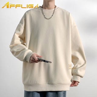 ✦AFFLIGA✦春秋季燈芯絨男衛衣 圓領休閒重磅大碼痞帥高階感男女長袖衫 美式潮流簡約男裝上衣