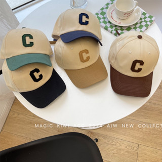 MAGIC KIWI /韓國“C”字母刺繡拼色棒球帽 男女鴨舌帽 棉質大頭圍棒球帽 太陽帽 情侶帽子