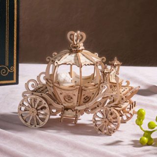 Robotime Roke 3D 拼圖木製 DIY 南瓜車模型套件兒童成人萬聖節禮物