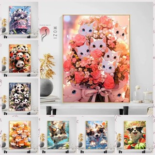 MOZI ✨40*50cm /30*40cm 可愛寵物diy數字油畫手工畫填色畫數字畫手繪畫填充畫丙烯畫家居裝飾畫