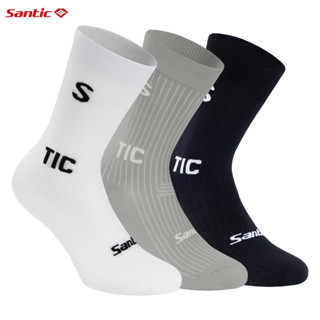 Santic 騎行襪男式女式透氣壓縮中小腿運動自行車襪
