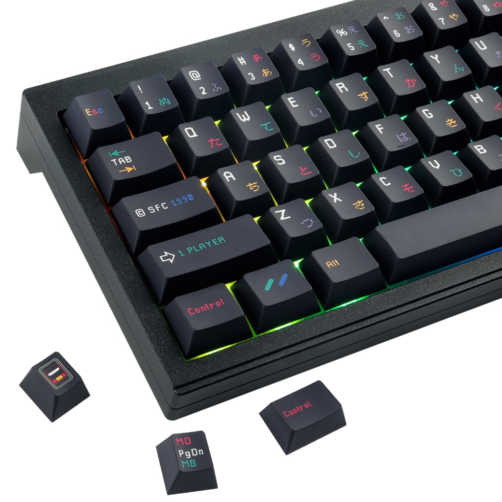 Gmk SFC 黑色鍵帽 151 鍵 Cherry Profile DYE-SUB 個性化機械鍵盤