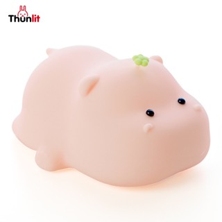 Thunlit 河馬小夜燈可充電粉色矽膠拍拍燈獨特女孩生日兒童禮物