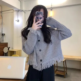 【NZN】 韓版冬季流蘇毛衣女新款寬鬆長袖針織開衫