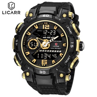 LICARR 頂級時尚品牌男士手錶模擬數字休閒簡約防水男士手錶鬧鐘日期倒計時男士手錶 9534