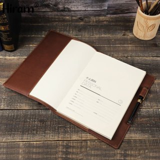 Hiram 真皮 B5 A5 筆記本皮革書套, 帶筆筒學校辦公室配件